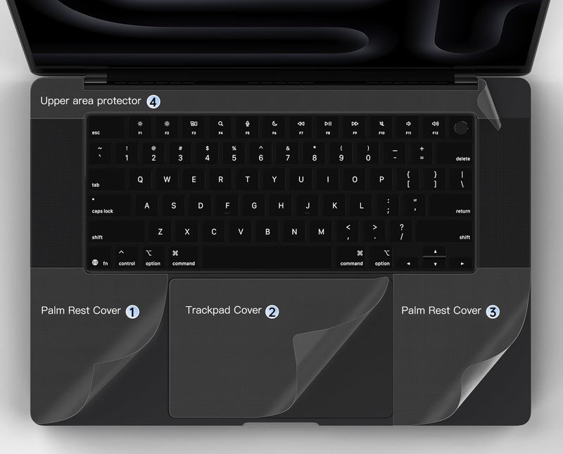 imComor Palm Rest Cover Skin Compatible with 2025 2024 2023 MacBook Pro 16 Inch M4 M3 Chip A3403 A3186 A2991 Trackpad Protector Touch Pad Cover Skin, Apple MacBook Pro 16" Accessories, Clear (4-Piece) - Image 2